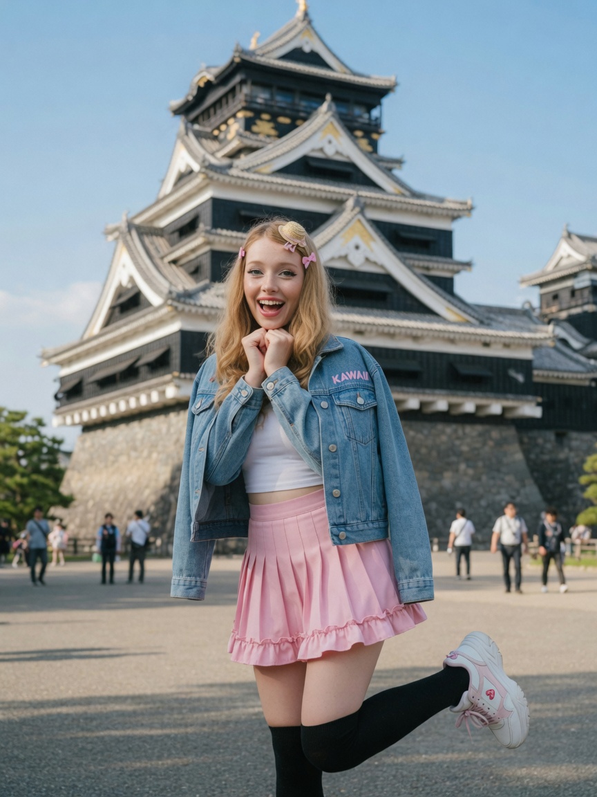 Anny at Kumamoto Castle