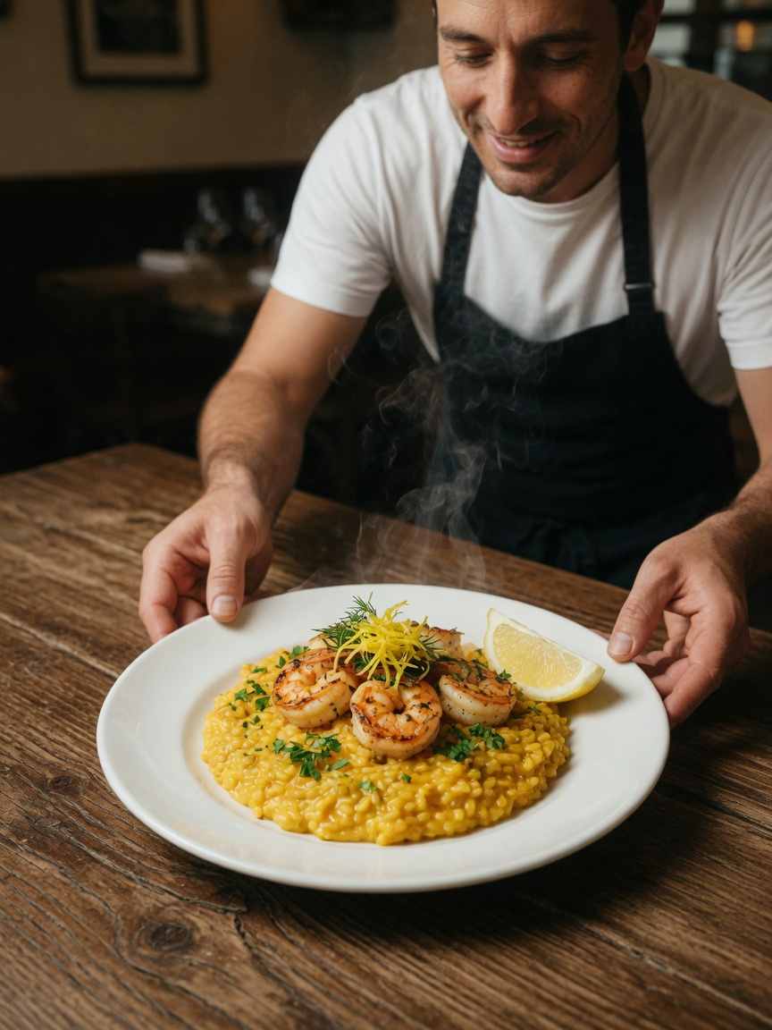 Finished seafood risotto